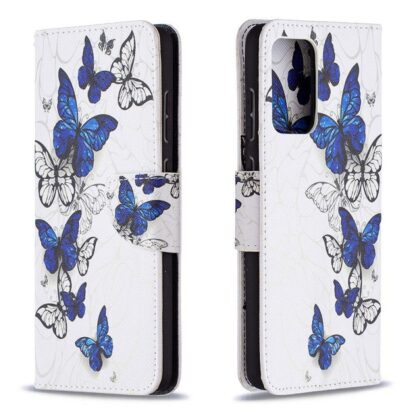 Plånboksfodral Samsung Galaxy A33 – Blåa och Vita Fjärilar