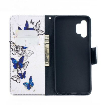 Plånboksfodral Samsung Galaxy A13 – Blåa och Vita Fjärilar