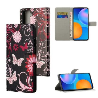 Plånboksfodral Samsung Galaxy S22 - Svart med Fjärilar