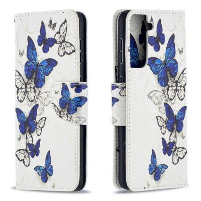 Plånboksfodral Samsung Galaxy S22 Plus - Blåa och Vita Fjärilar