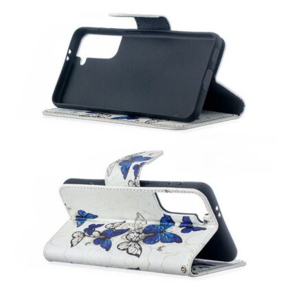Plånboksfodral Samsung Galaxy S22 - Blåa och Vita Fjärilar