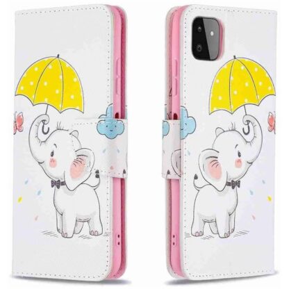 Plånboksfodral Samsung Galaxy A03 – Elefant med Paraply