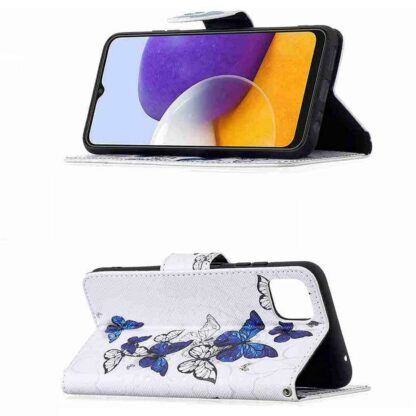 Plånboksfodral Samsung Galaxy A03 – Blåa och Vita Fjärilar