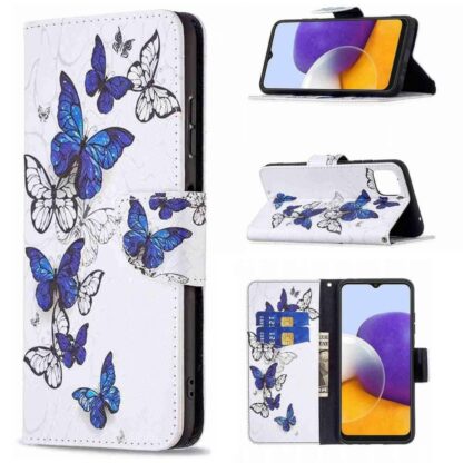 Plånboksfodral Samsung Galaxy A03 – Blåa och Vita Fjärilar