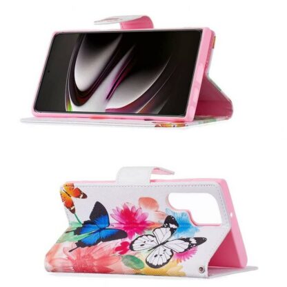 Plånboksfodral Samsung Galaxy S22 Ultra - Färgglada Fjärilar
