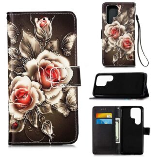 Plånboksfodral Samsung Galaxy S22 Ultra - Rosor