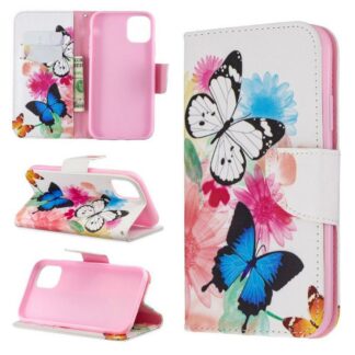 Plånboksfodral iPhone 14 – Färgglada Fjärilar