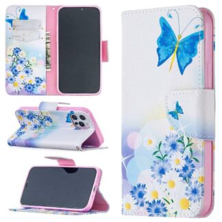 Plånboksfodral iPhone 14 Pro Max – Fjärilar och Blommor