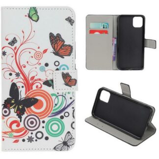 Plånboksfodral iPhone 14 Pro Max - Vit med Fjärilar