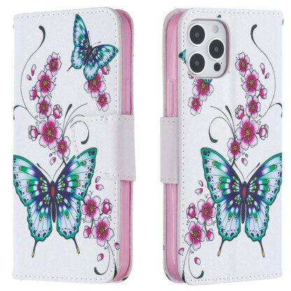 Plånboksfodral iPhone 14 Pro – Fjärilar och Blommor