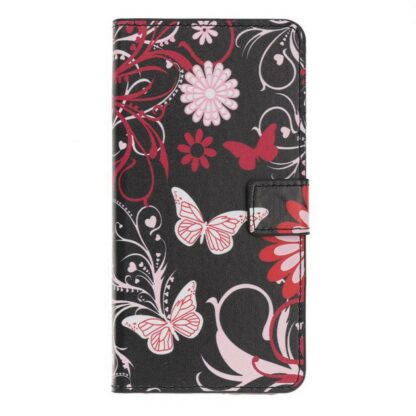 Plånboksfodral iPhone 14 - Svart med Fjärilar