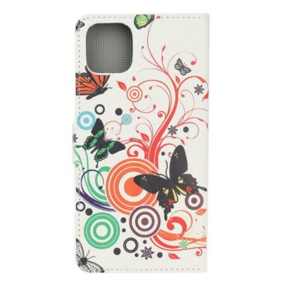 Plånboksfodral iPhone 14 Plus - Vit med Fjärilar