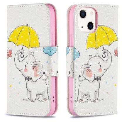 Plånboksfodral iPhone 14 Plus – Elefant med Paraply