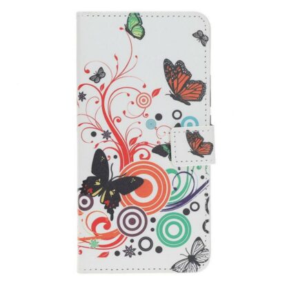 Plånboksfodral iPhone 14 Pro - Vit med Fjärilar