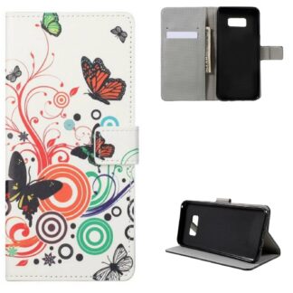 Plånboksfodral Samsung Galaxy S8 - Vit med Fjärilar