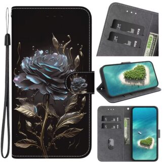 Plånboksfodral Samsung Galaxy A12 - Svart Ros