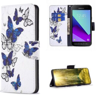 Plånboksfodral Samsung Galaxy Xcover 4 – Blåa och Vita Fjärilar