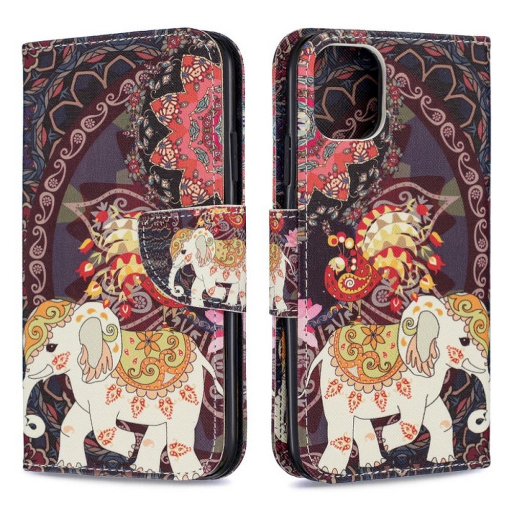 Plånboksfodral iPhone 15 – Indiskt / Elefant