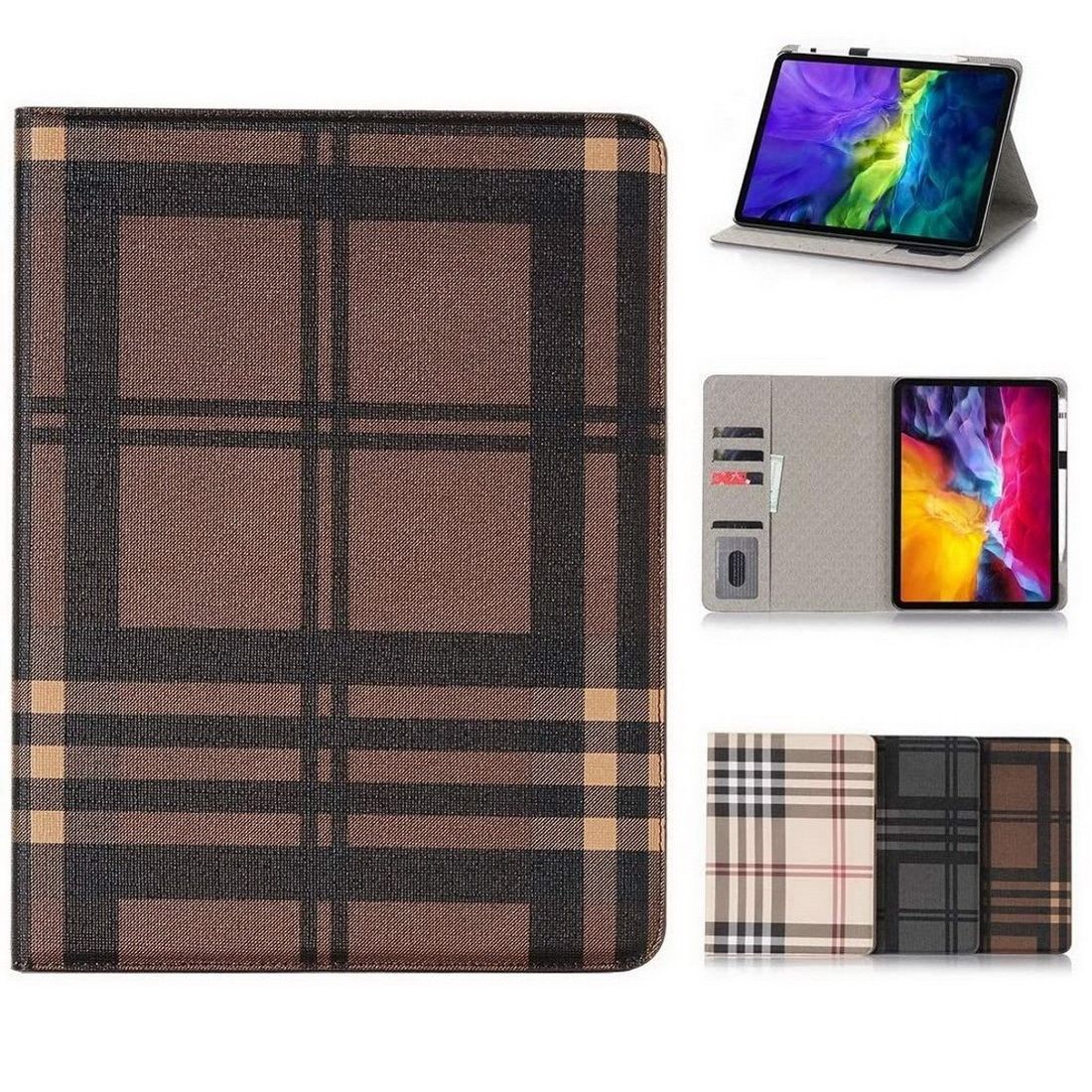 Fodral iPad Pro 12,9" (2020) Rutmönster - Brun
